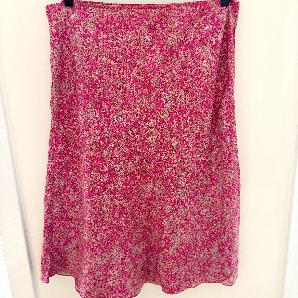 Gap Pink and Yellow Paisley Midi Skirt Size Medium